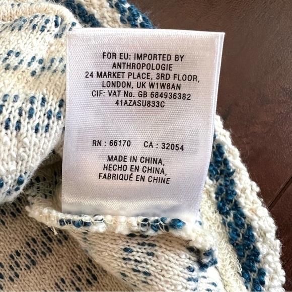 ANTHROPOLOGIE Postmark Sapony Striped Tunic Blue White Faux Leather Size XS - Picture 9 of 12